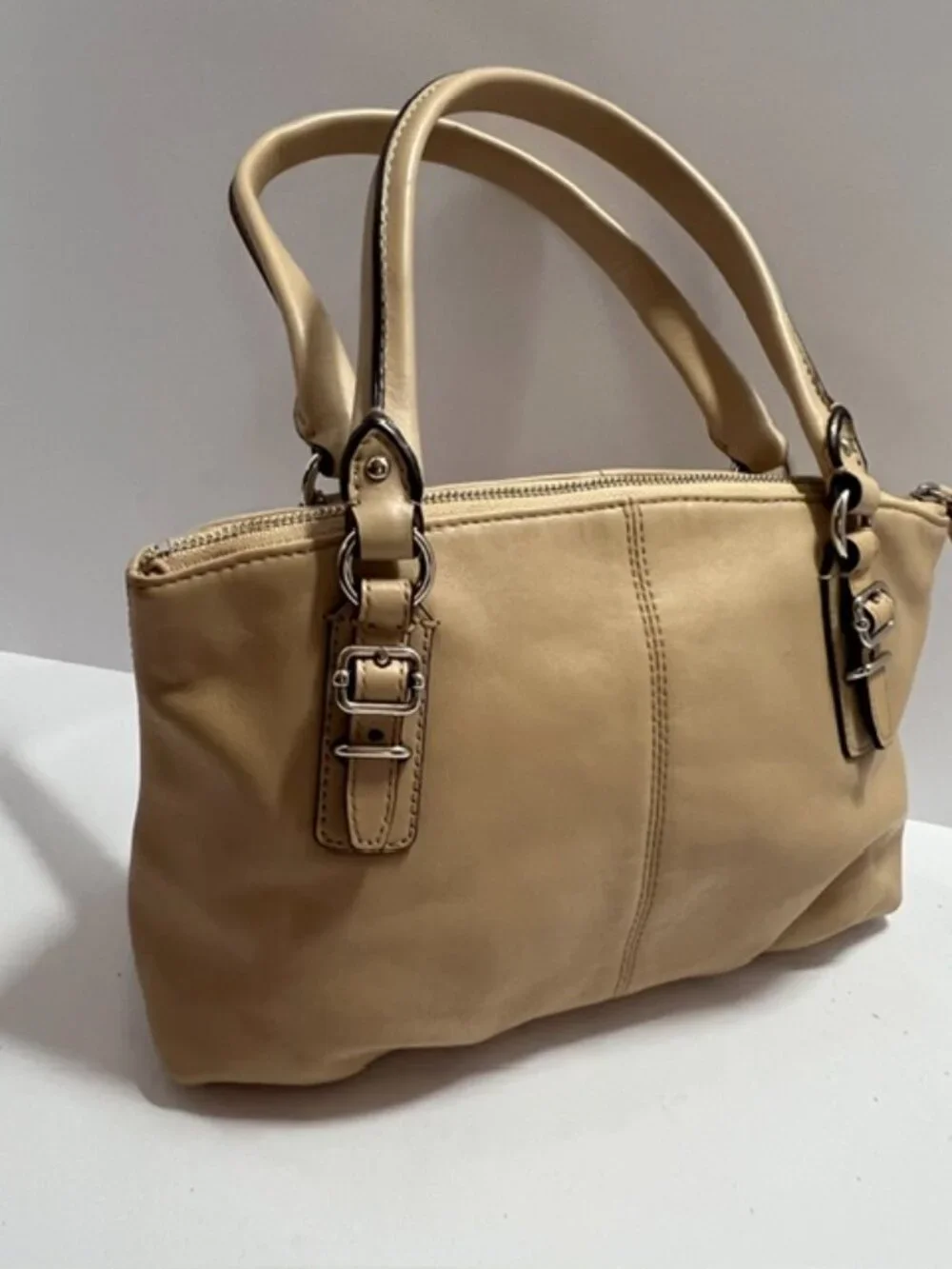 Coach Madison Mini Leather Satchel Handbag Beige Top straps w/cert of auth. VTG